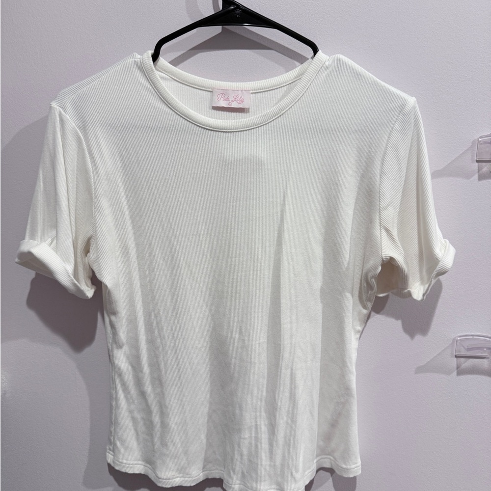 Pink Lily White Short Sleeve Tee